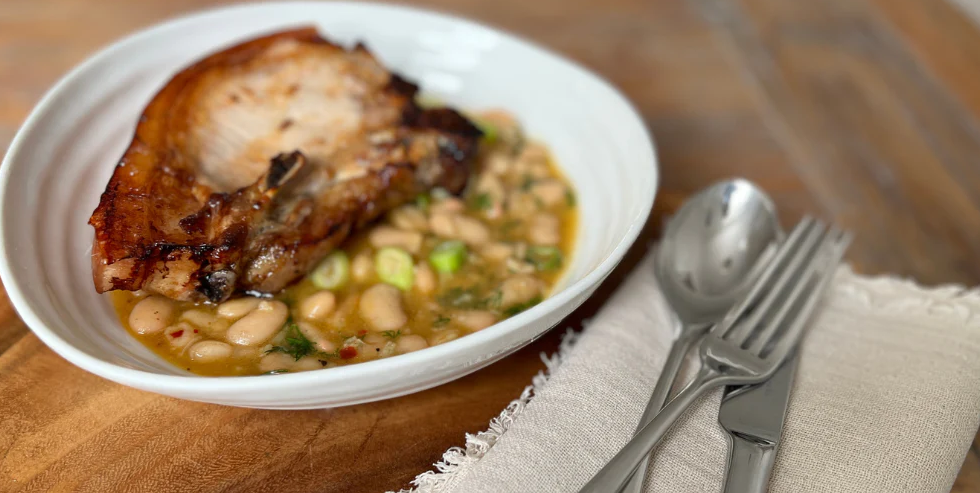 Pork Chop with Warm Butter Bean Salad - Purition UK